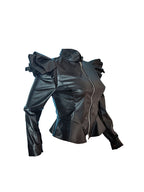 Chaquetas de manga larga con volantes de cuero de PU