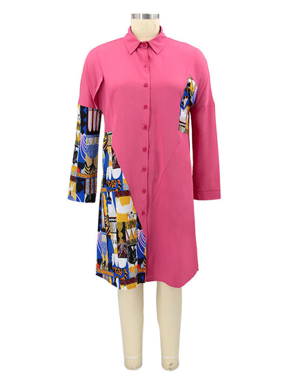 Camisas sueltas de manga larga de talla grande Vestidos midi