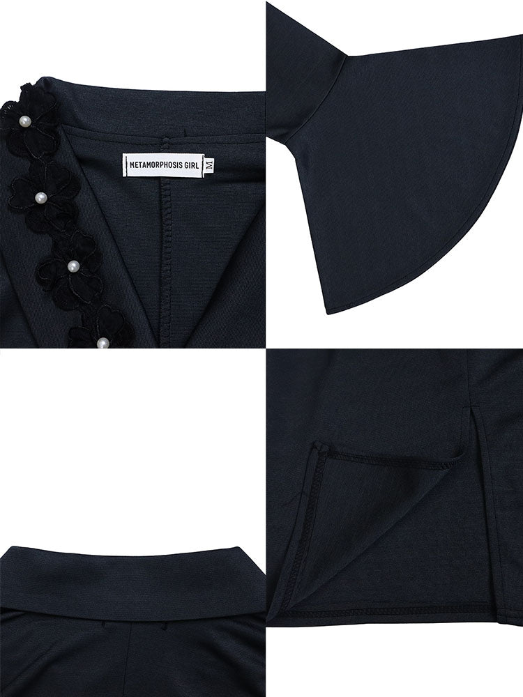 Long Sleeves Flower Patchwork Midi Dress