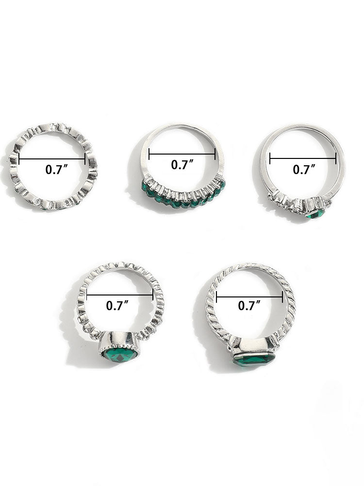 Five Piece Imitation Gem Rings Set
