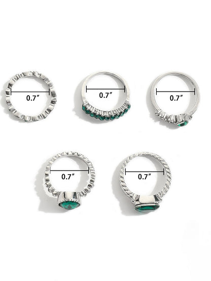 Five Piece Imitation Gem Rings Set
