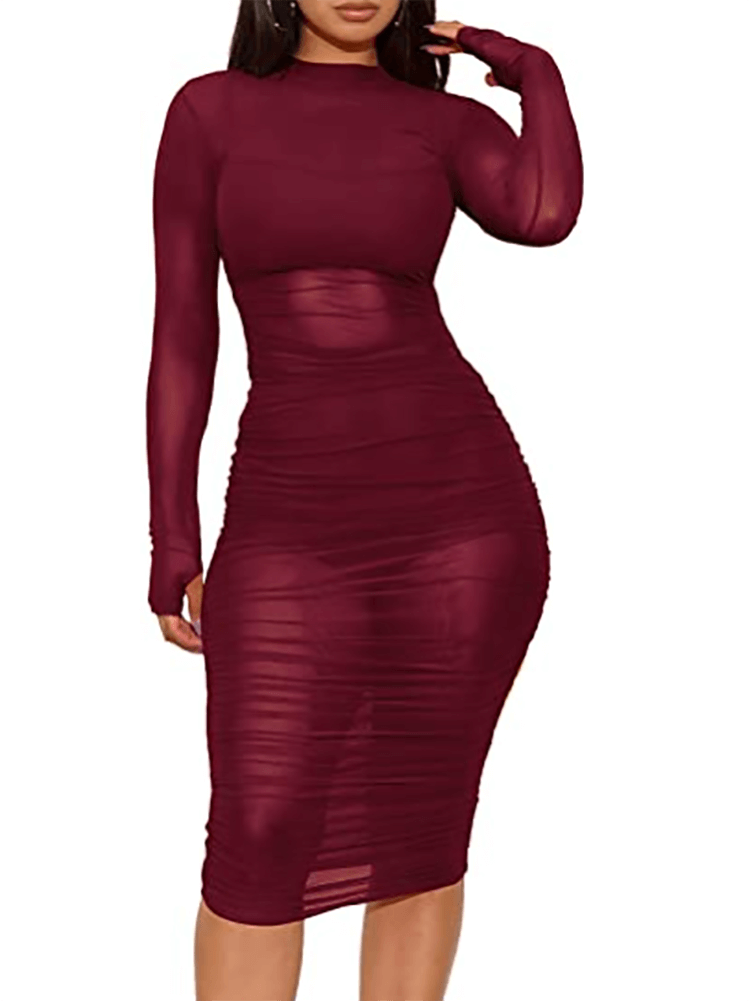 Cómo combinar tres piezas de malla de manga larga con estampado liso