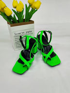Crisscross Square Chunky Open Toe Heel