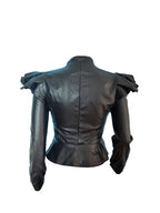 Chaquetas de manga larga con volantes de cuero de PU