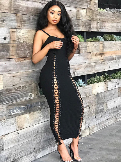 Vestidos largos sin mangas con cordones