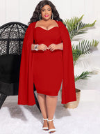 Vestidos midi de talle alto y mangas divididas de talla grande