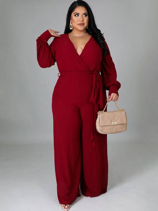 Long Sleeve Solid Bodycon Wide Leg Jumpsuits