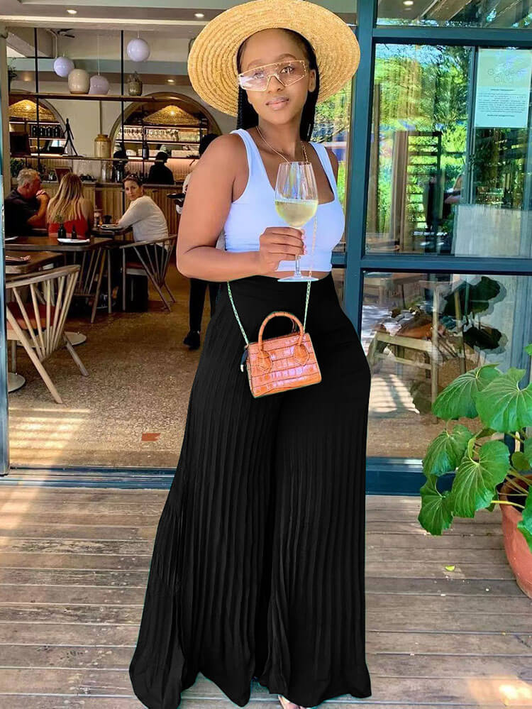 Pleated Loose Wide Leg Long pants