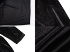Velvet Long Sleeves Ruched Split Maxi Dress