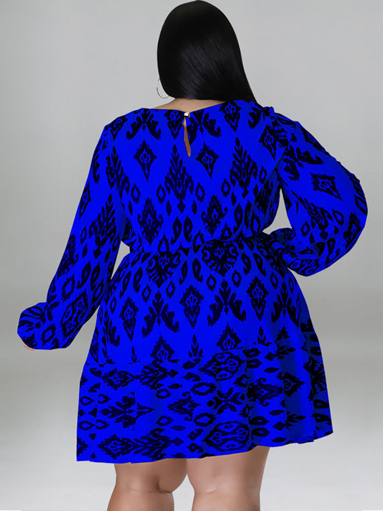 Vestidos midi de talla grande Manga larga Cuello redondo