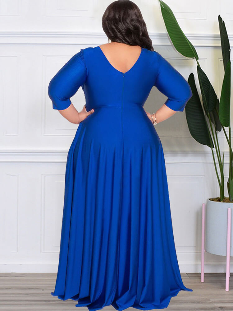 Vestidos largos ajustados con cuello en V y manga pulsera