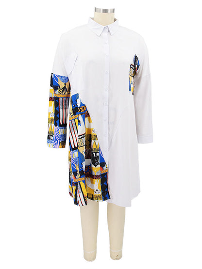 Camisas sueltas de manga larga de talla grande Vestidos midi