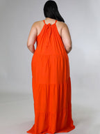 Vestidos largos fruncidos sin mangas de talla grande