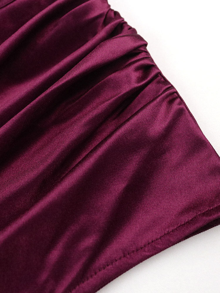 Vestidos largos con abertura lateral fruncida sin mangas de talla grande