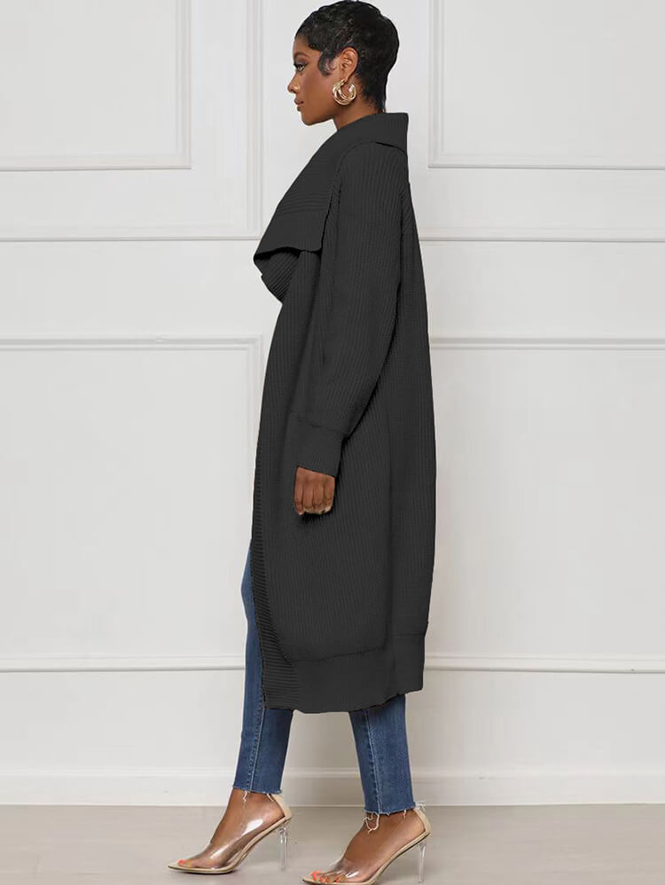 Cárdigan ajustado liso de manga larga de punto