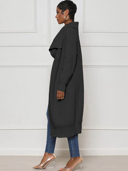 Cárdigan ajustado liso de manga larga de punto