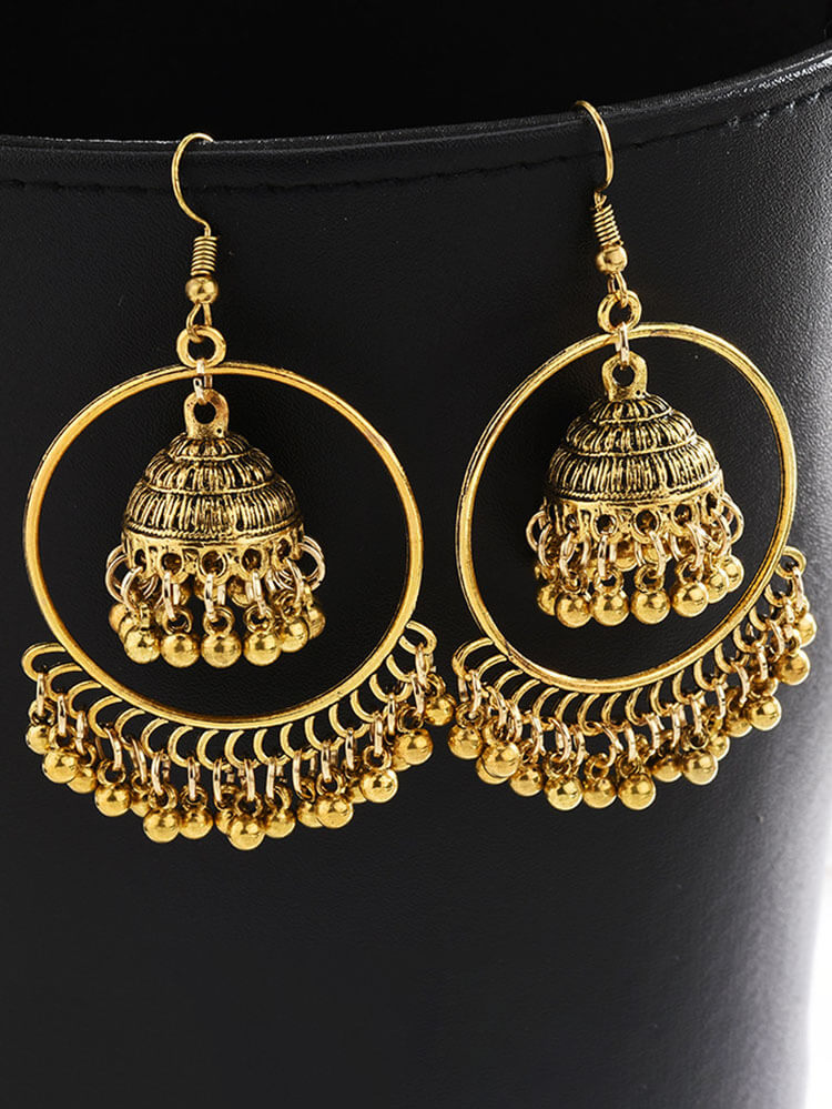 Pendientes colgantes con borlas de doble capa