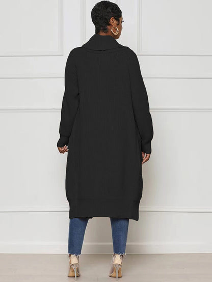 Cárdigan ajustado liso de manga larga de punto