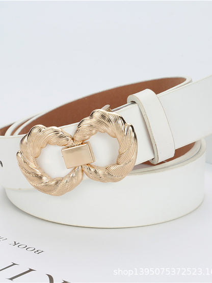 Cinturones minimalistas con hebilla de doble anilla retorcida