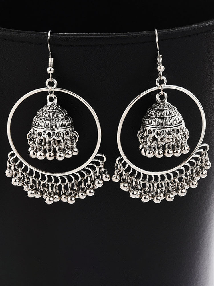 Pendientes colgantes con borlas de doble capa