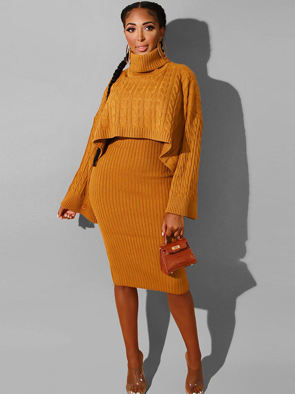 Two Piece Sweater Midi Dresses Outfits