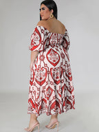 Short Sleeve Off Shoulder Floral Midi Dress