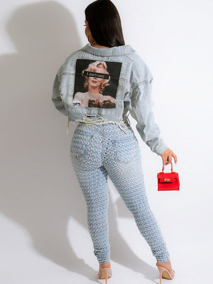 Long Sleeves Lapel Denim Jacket