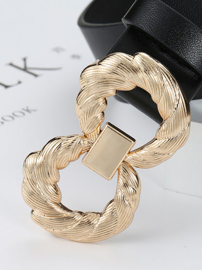 Cinturones minimalistas con hebilla de doble anilla retorcida