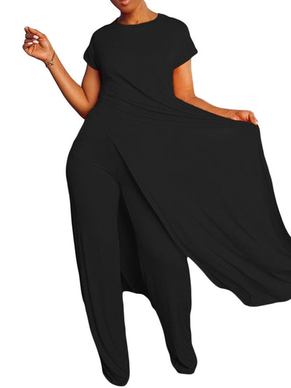 Plus Size Two Piece Short Sleeves Top Long Pants Outfits