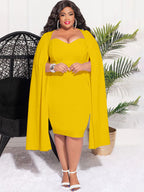Vestidos midi de talle alto y mangas divididas de talla grande