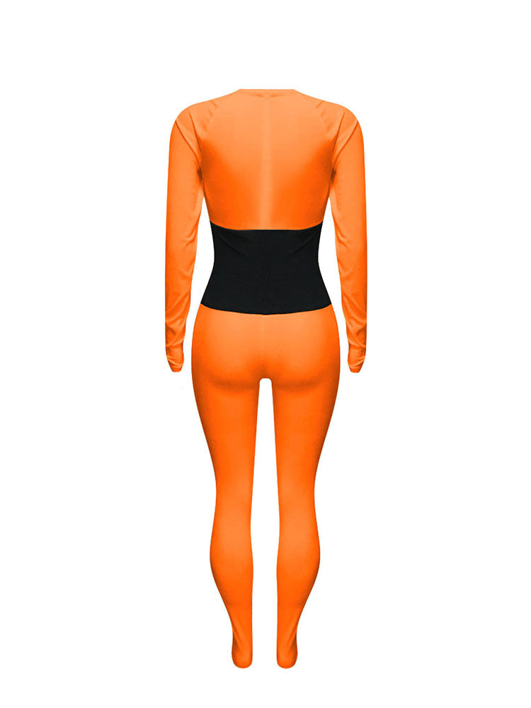 Monos con cordones y bloques de color de manga larga