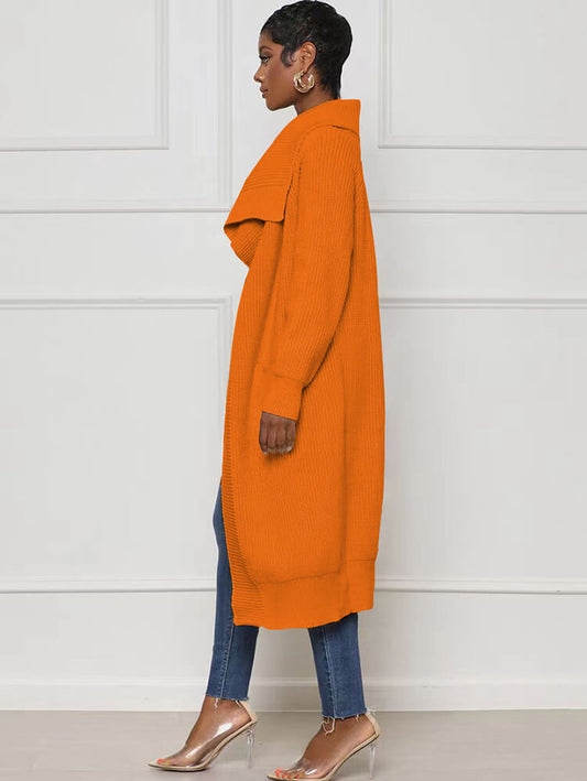 Cárdigan ajustado liso de manga larga de punto