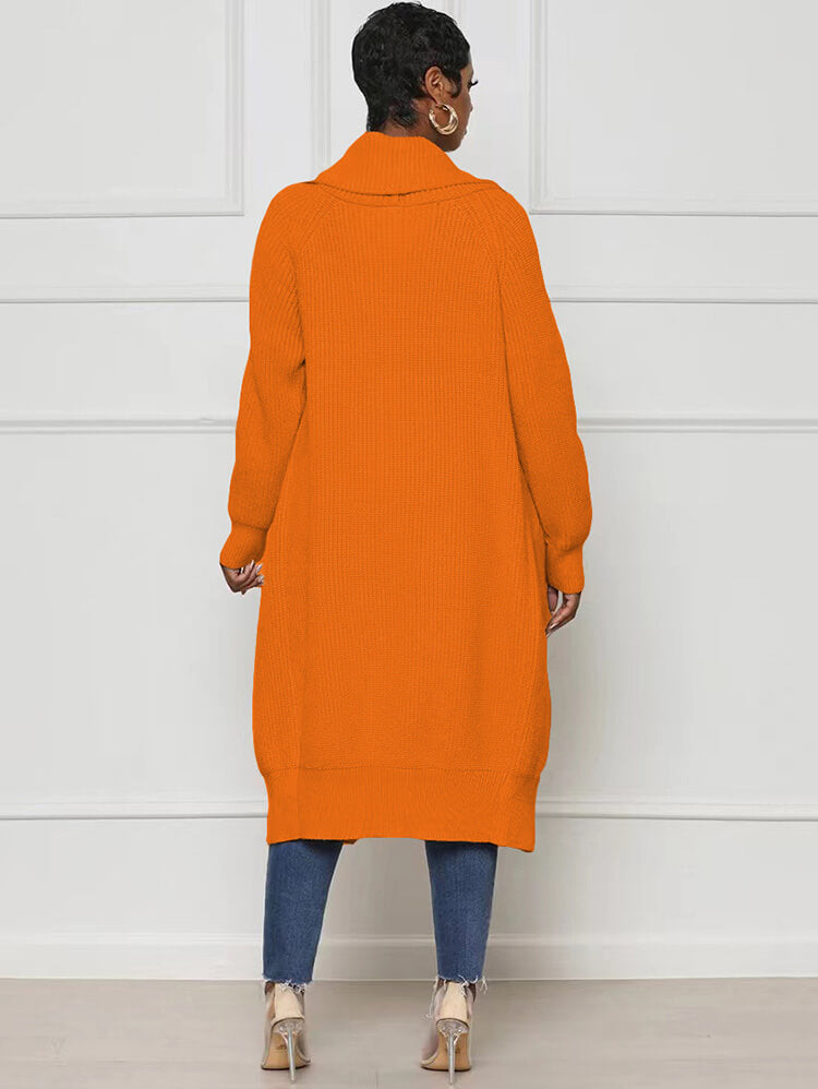 Cárdigan ajustado liso de manga larga de punto