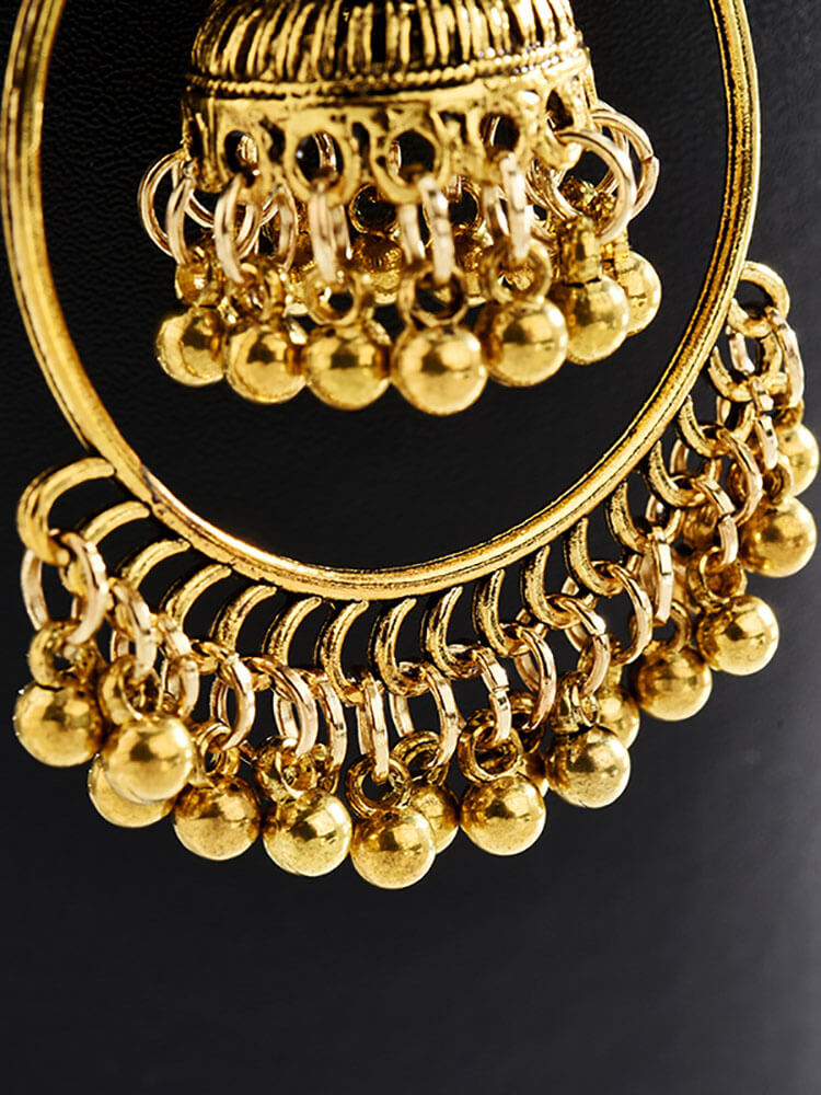 Pendientes colgantes con borlas de doble capa