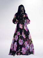 Vestidos largos plisados ​​con estampado floral