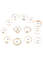 Conjuntos de anillos de diamantes de imitación de perlas de once piezas