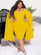 Vestidos midi de talle alto y mangas divididas de talla grande