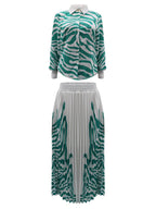 Two Piece Long Sleeve Zebra Print Skirt Suit