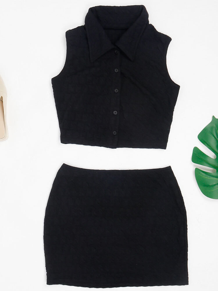 Tops cortos y minifaldas sin mangas de dos piezas