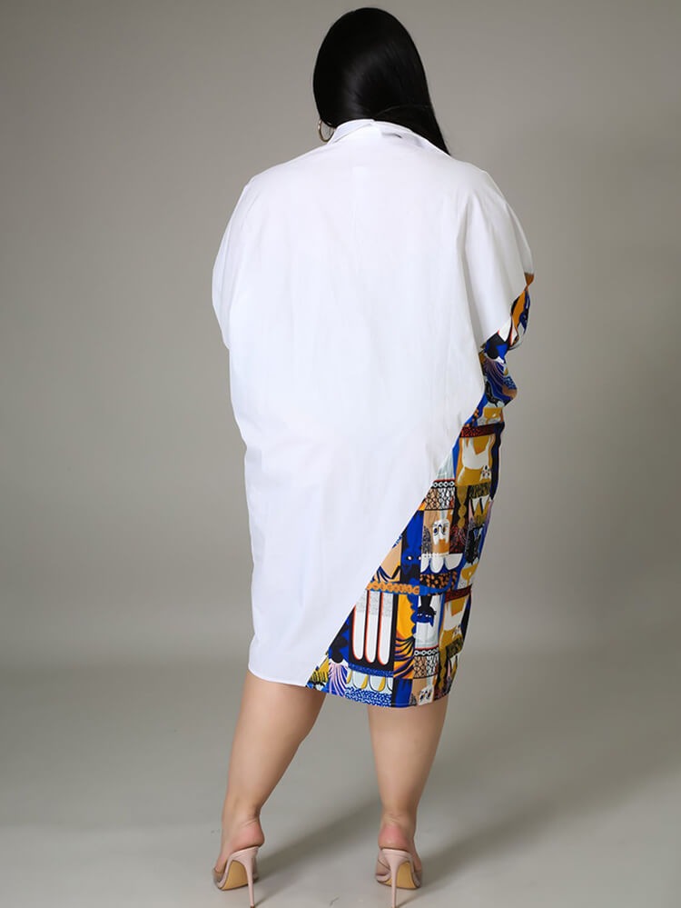 Camisas sueltas de manga larga de talla grande Vestidos midi