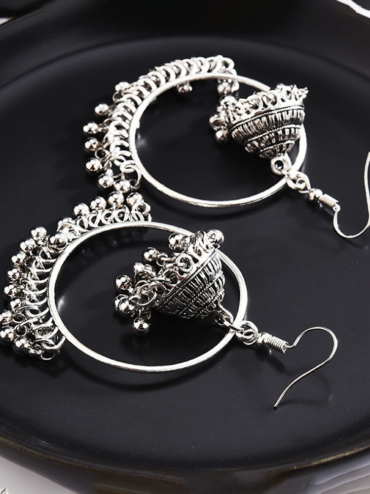 Pendientes colgantes con borlas de doble capa