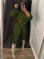 Trajes de pantalón y suéter de manga larga de dos piezas