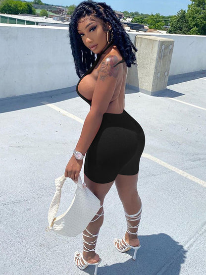 Sleeveless Backless Halter Bodycon Romper