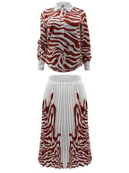 Two Piece Long Sleeve Zebra Print Skirt Suit