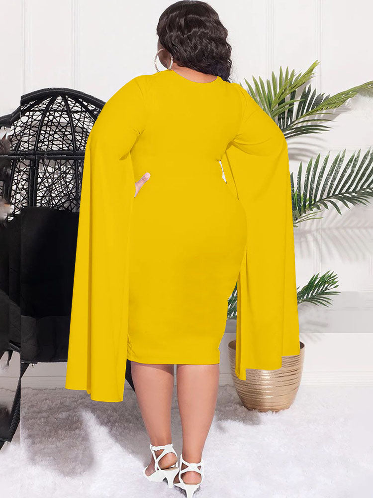 Vestidos midi de talle alto y mangas divididas de talla grande