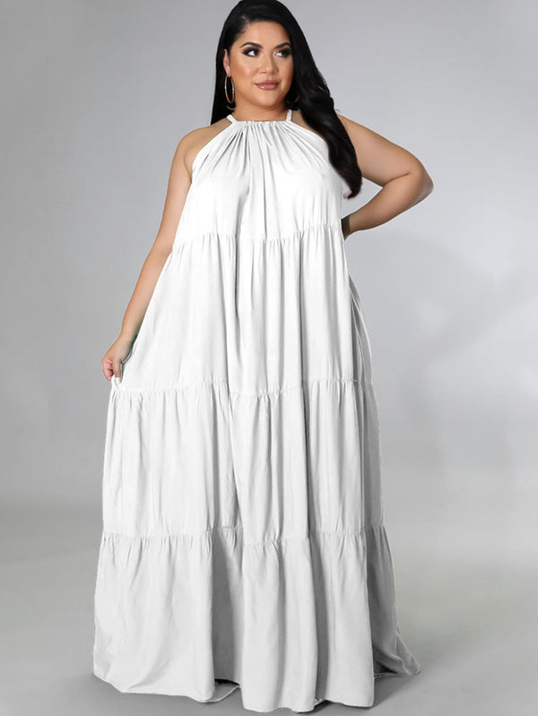 Plus Size Sleeveless Ruched Maxi Dresses