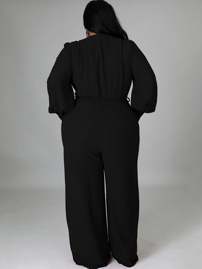 Long Sleeve Solid Bodycon Wide Leg Jumpsuit