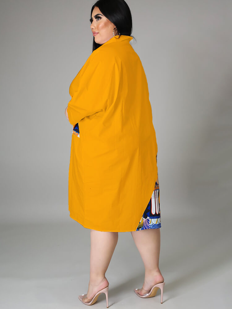 Camisas sueltas de manga larga de talla grande Vestidos midi