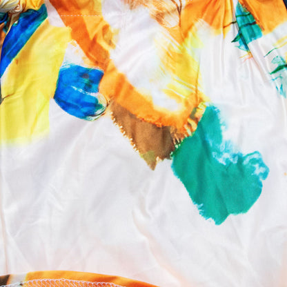 Off Shoulder Printed Patchwork Maxi Dress