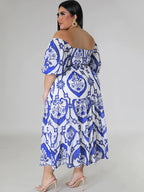 Short Sleeve Off Shoulder Floral Midi Dress